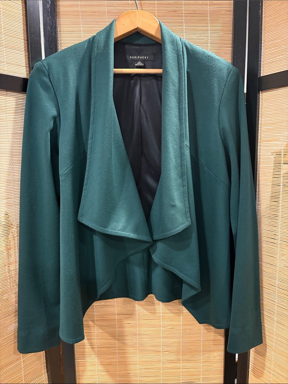Periphery Emerald Green Draped Open Blazer